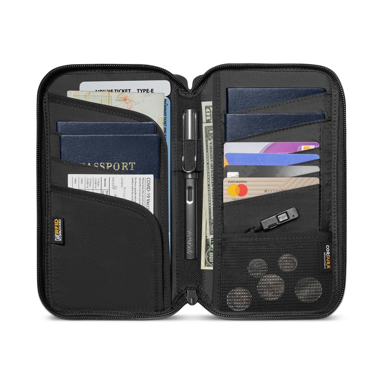 tomtoc T03 NavigatorPassportWallet_black inner view