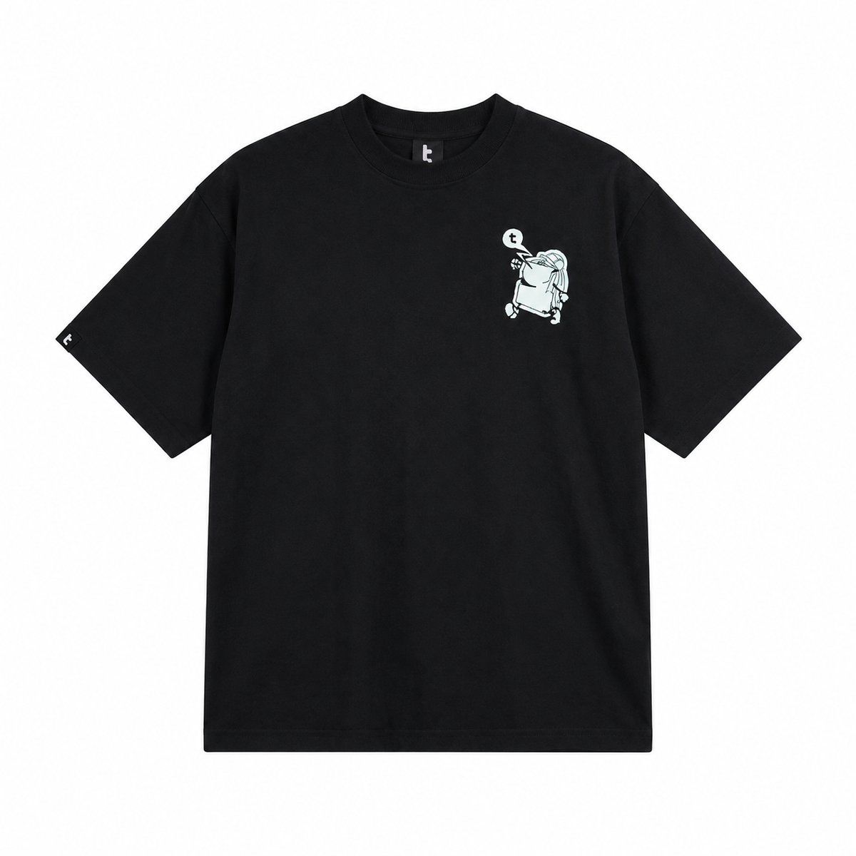 tomtoc Signature Unisex Embroidery Tee in black with a embroidery graphic