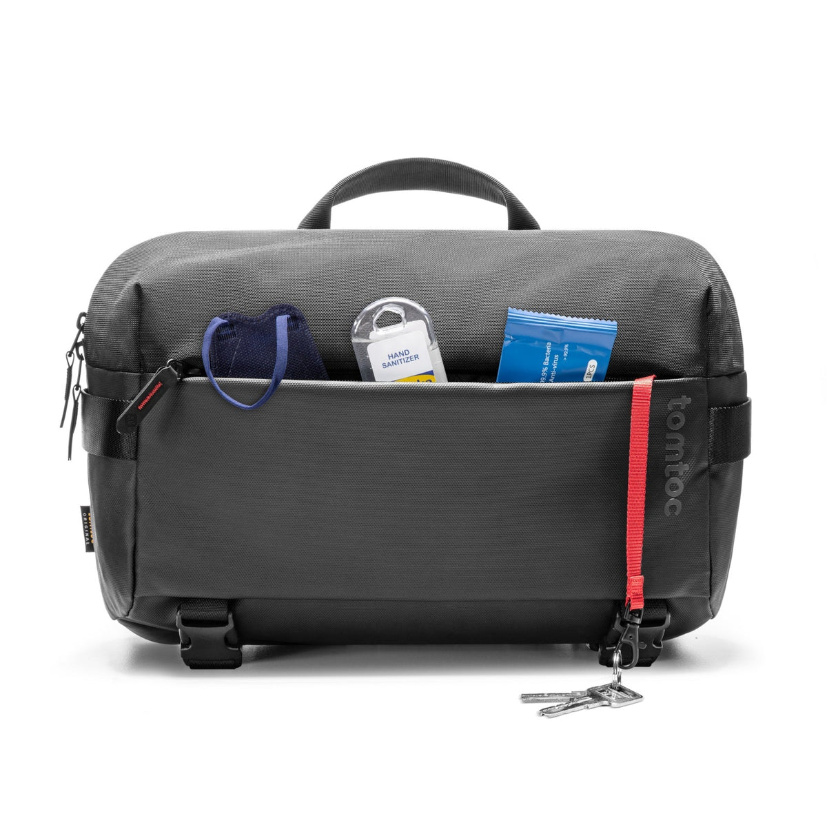 Black shoulder bag T21L1D1 tomtoc Business Laptop Sling Bag with a visible brand logo on a white background