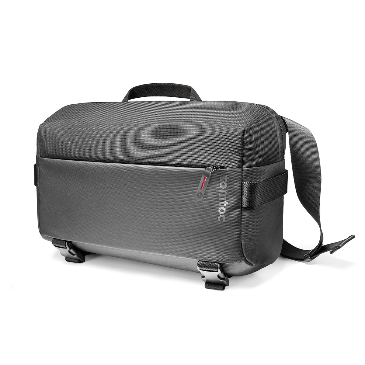 Black shoulder bag T21L1D1 tomtoc Business Laptop Sling Bag with a visible brand logo on a white background