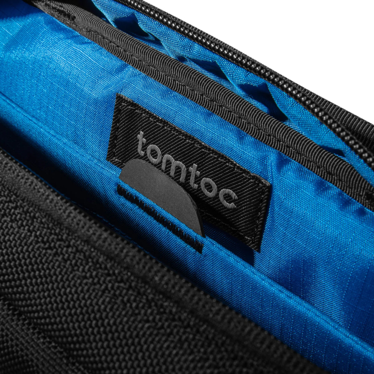 tomtoc Wander Daily Sling Bag (5.5L) - T26 in black inner view with logo close up