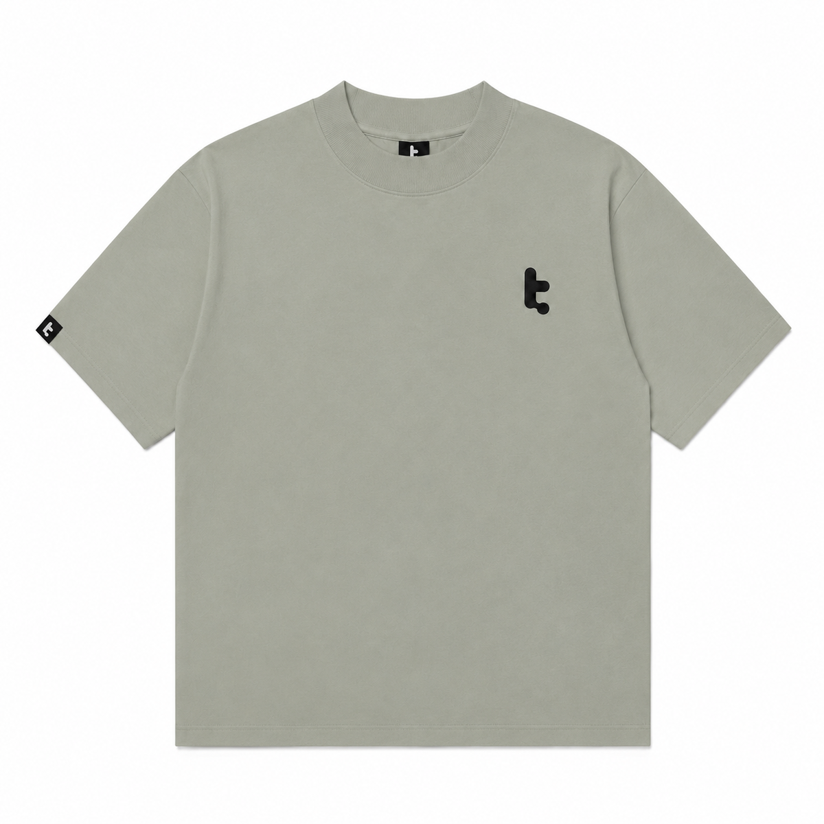 tomtoc Core unisex heavyweight cotton logo T-shirt in Khaki, front view