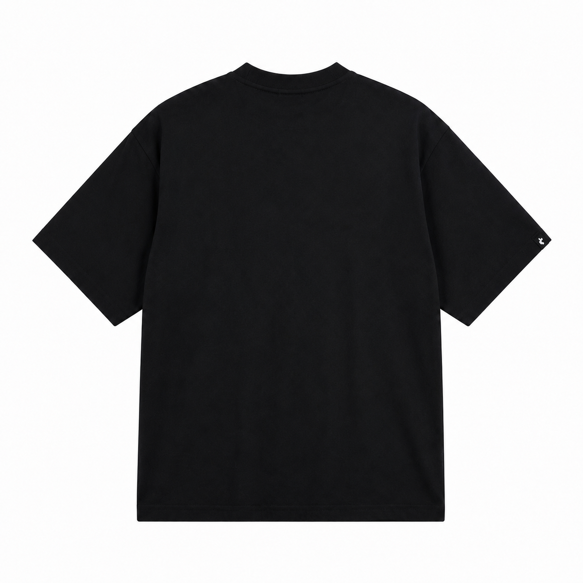 tomtoc Signature Unisex Embroidery short-sleeve crewneck t-shirt in black shown from the back, laid flat against a solid white background.