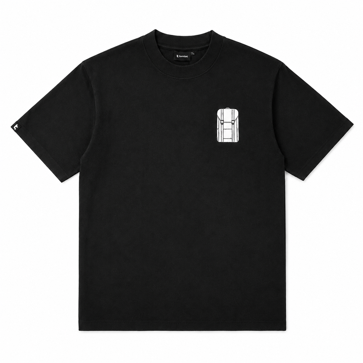 tomtoc Signature Unisex Travel Buddy Embroidery short sleeve tee in black colour