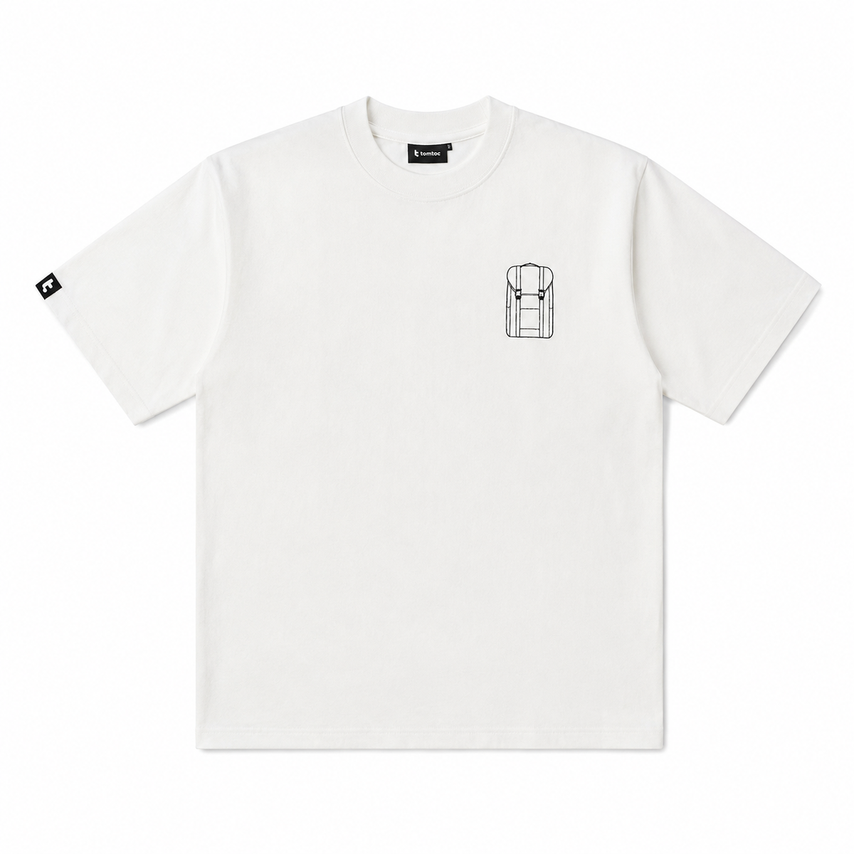 tomtoc Signature Unisex Travel Buddy Embroidery short sleeve tee in white colour